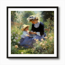 Mother And Child In The Garden 6 Art Print