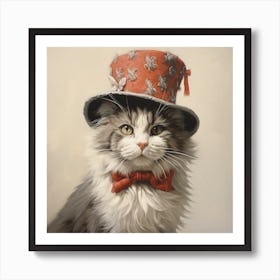 Cat In Top Hat Art Print