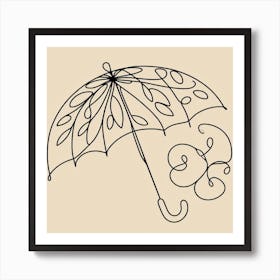 One line, An umbrella, Picasso style 1 Art Print