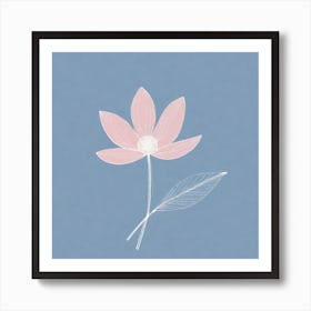 A White And Pink Flower In Minimalist Style Square Composition 732 Art Print