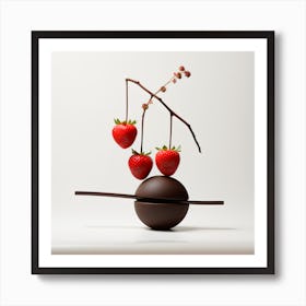 Artjuicebycsaba Chocolate Covered Strawbery Meets Japanese Zen 3 Art Print