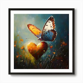 Butterfly Resting on Heart Flower 9 Art Print