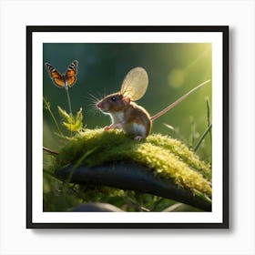 Mouse And Butterfly Art Print