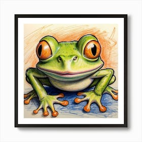 Frog Drawing Art Print