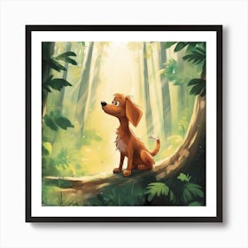 Dog In The Forest Art Print