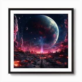 Space Landscape Wallpaper Art Print