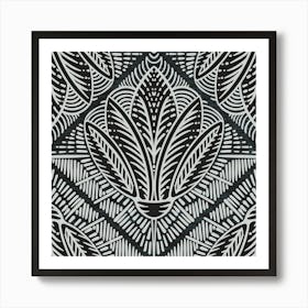 African Flower Black And White Pattern Art Print