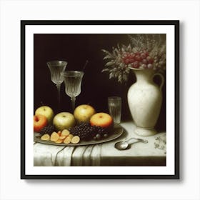 Fruit And Wine Art Print