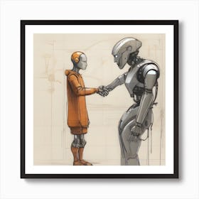 Robots And Humans Art Print