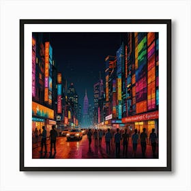 Cityscape At Night 2 Art Print