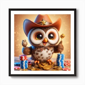 Owl In Cowboy Hat Art Print