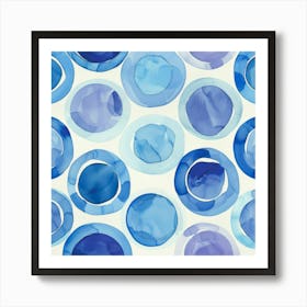 Blue Watercolor Circles 3 Art Print