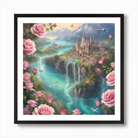 Roses And Castle Art Print