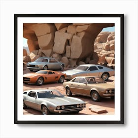 Group Of Cars In The Desert Art Print