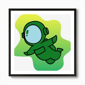 Green Astronaut Crewmate Floating Through Space Art Print