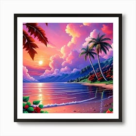 Sunset At The Beach 1 Art Print