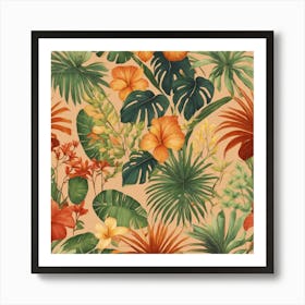 Tropical Leaves And Flowers 3 Art Print