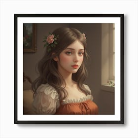 Flower loving girl Art Print