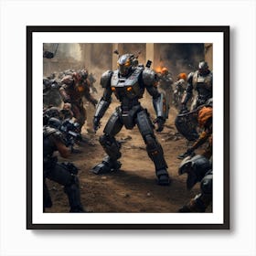 Futuristic Robot War 2 Art Print