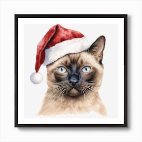 Siamese Cat In Santa Hat 9 Art Print