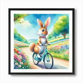 Bunny On A Bike art 1 Art Print