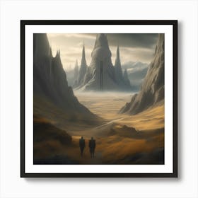 Two People Walking Through A Desert Art Print