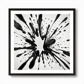 Black And White Paint Brush Strokes And Splash 992050373 Art Print