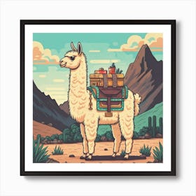 Llama With Luggage Art Print