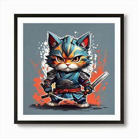 Samurai Cat Art Print