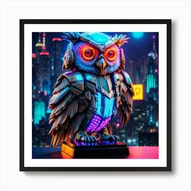 Cyberpunk, Wise old Neon Owl 4 Art Print