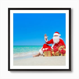 Santa Claus On The Beach Poster