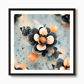 3d Floral Wallpaper Art Print