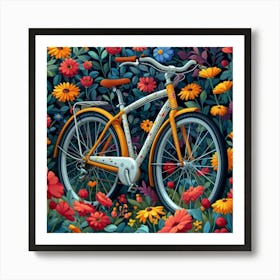 Bicycle In The Garden Art Print