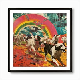 Sheep Dog Rainbow Collage 1 Art Print