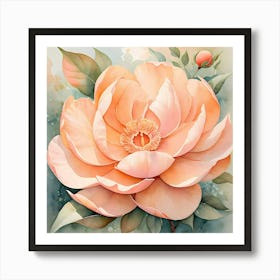 Peach Peony Art Print