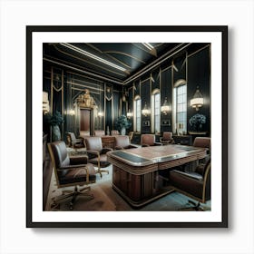 Black And Gold Office 1 Art Print