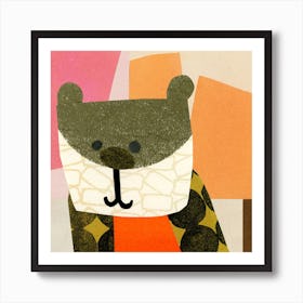 Bear with squares Art Print