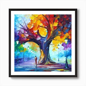 Colorful Tree oil painting abstract painting art 1 Art Print