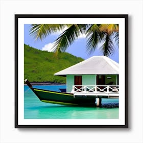 Boat Docked In The Water Art Print