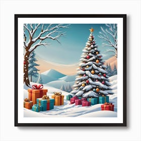 Christmas Tree With Presents 4 Art Print