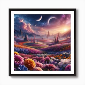 Flowers, And Space Art Print