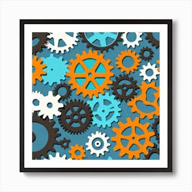 Seamless Pattern Of Gears 1 Art Print