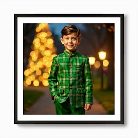 Boy In A Green Plaid Suit Art Print