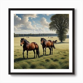 Horses In The Meadow Art Print