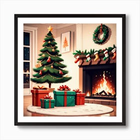 Christmas Tree In The Living Room 57 Art Print