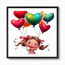 Little Girl With Balloons Art Print