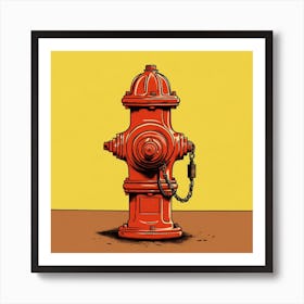 Fire Hydrant,Illustration of a red fire hydrant Art Print