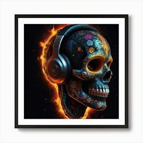 Skull With fire Art Print