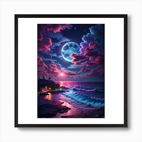 Full Moon At Night Art Print