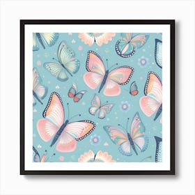 Seamless Pattern With Butterflies Art Print